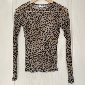 Ten Sixty Sherman Leopard Print Sheer
Mesh Long Sleeve Top - Size XS